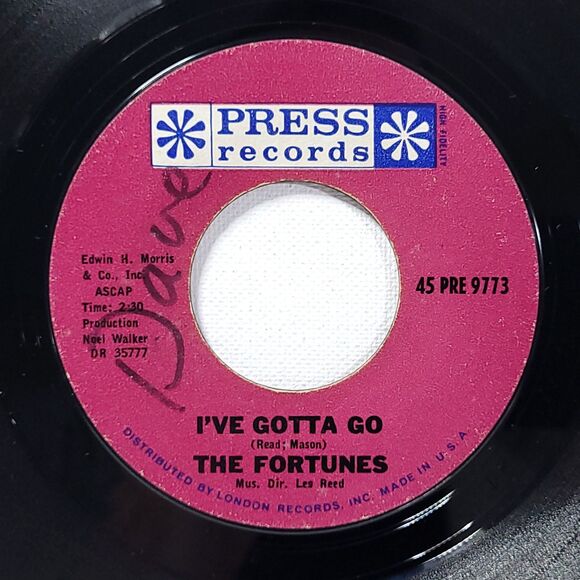 The Fortunes 45 You've Got Your Troubles / I've Gotta Go on Press G+ Rock - Picture 2 of 2